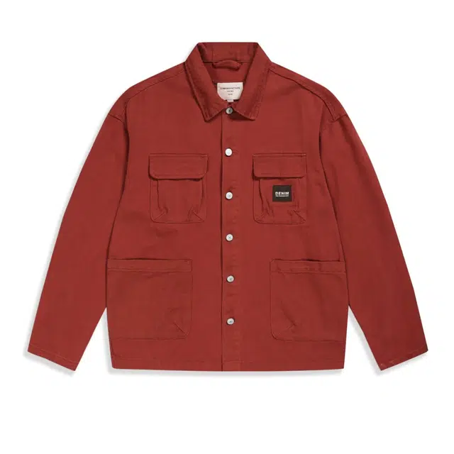 米素力 复古重磅牛仔纯色落肩袖长袖翻领宽松型夹克 男女同款