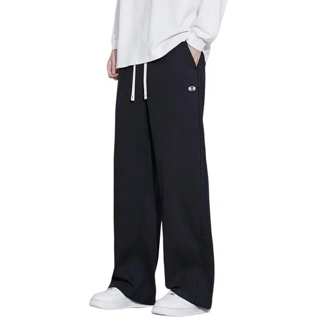 协协乐 机能风三条杠美式复古潮牌高街风春秋季宽松直筒阔腿拖地裤青少年百搭工装运动休闲长裤牛仔裤 男款