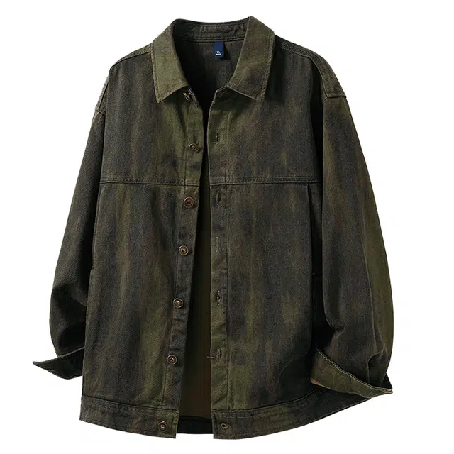 米素力 抓毛翻领衬衫式落肩袖宽松型美式夹克 男女同款