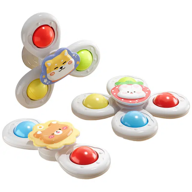 贝贝家 卡通吸盘旋转转乐玩具陀螺 摇铃