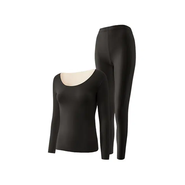 水中花 阳离子双面磨毛柔软打底衫加厚秋衣秋裤防寒锁温保暖套装 女款