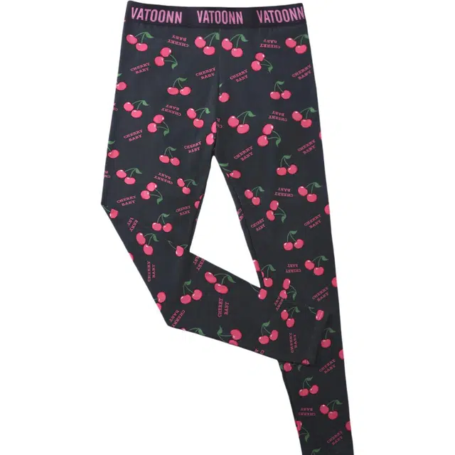 花佃品色 纯棉秋裤女士植物花卉修身甜美高腰长裤保暖裤 女款