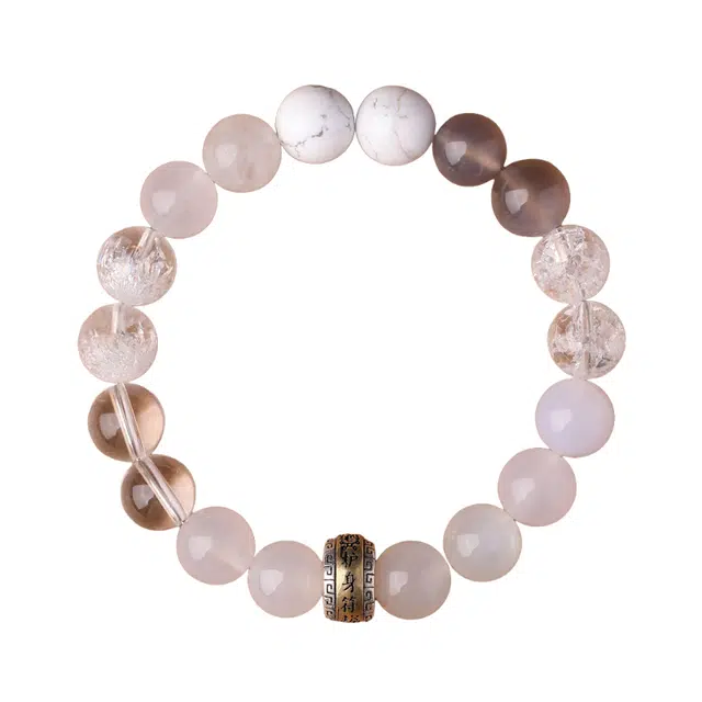 仙园韵 五行补金木水火土 新中式国潮平安喜乐轻奢精致高级感五行多宝珠串百搭#好运 黑曜石 手串 男女同款情侣款