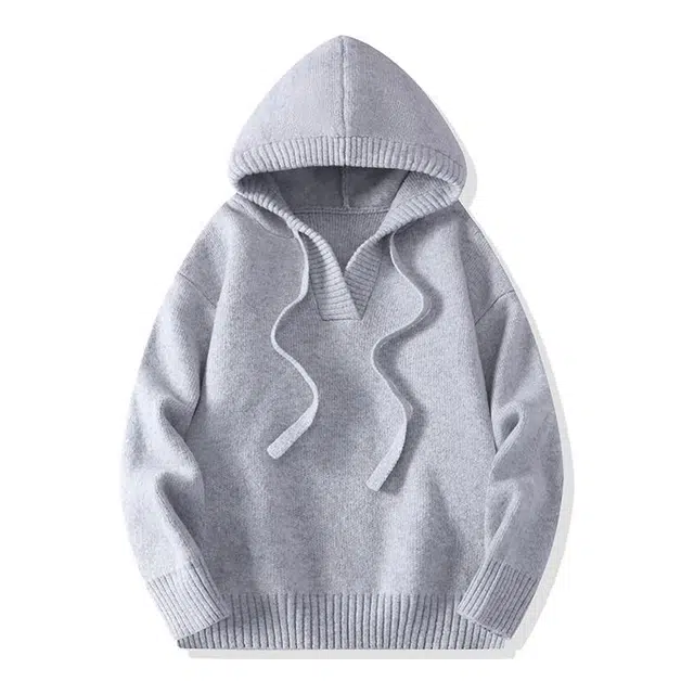 海尔斯 百搭纯色连帽落肩宽松长袖针织衫 男女同款