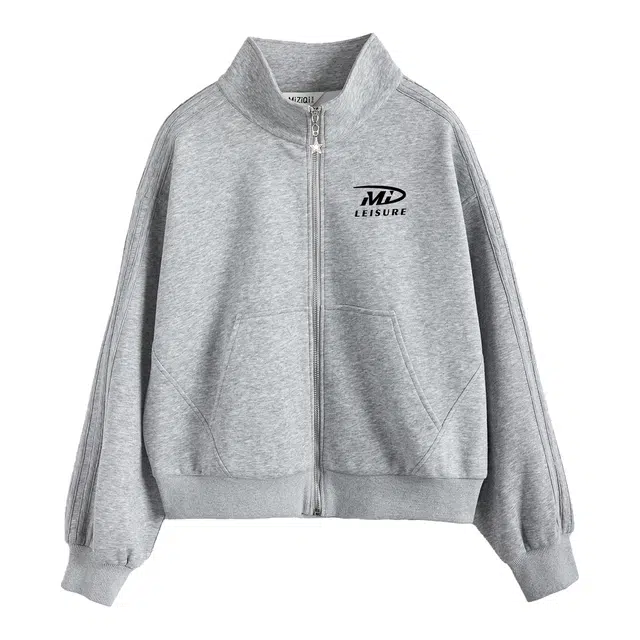 米子旗 立领复古小个子美式高街开衫短款休闲外套 女款