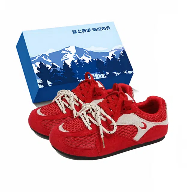 小鹿米利 复古平底轻便渔网跑步鞋网面运动鞋 低帮 德训鞋 女