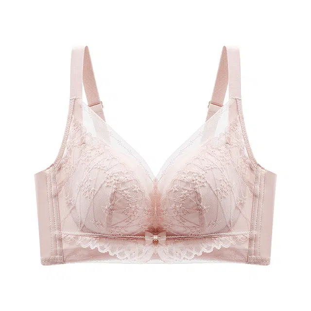 慕梵度 蕾丝舒适透气柔软亲肤内衣女大胸显小聚拢侧收上托收副乳防下垂无钢圈调整型文胸 女款