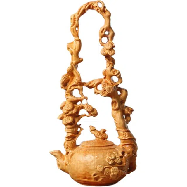 得笙陌 提梁壶精雕细琢国风典雅手工雕刻#好运 崖柏 摆件 男女同款情侣款