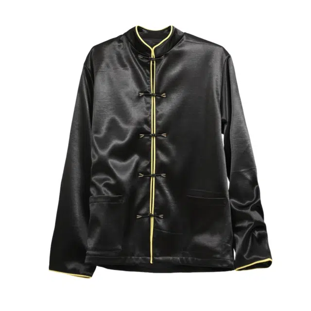 加荣 新中式长袖夹克男款简约百搭盘扣唐装男士秋季宽松休闲太极服男装上衣时尚高级感衬衣青少年款潮流立领中山装外套 男女同款