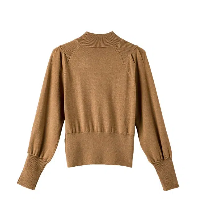 晚白 气质立领高弹减龄修身版型针织衫 女款