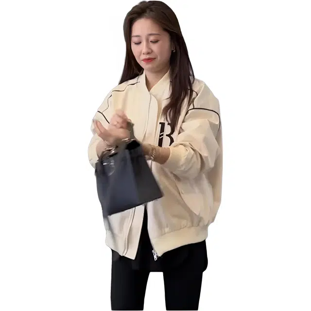 木清清 字母宽松适中圆领长袖夹克外套 女款