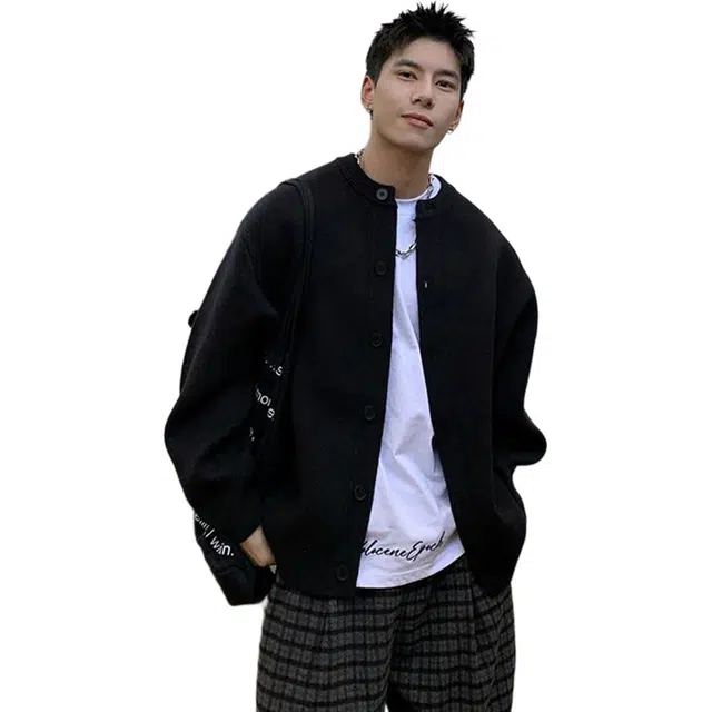 徐百货 美式复古针织开衫线衣外套潮牌百搭休闲时尚宽松秋季慵懒风褂子毛衣 男女同款