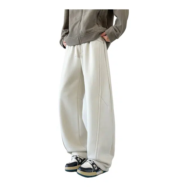 海尔斯 简约百搭美式高街直筒宽松纯色系带休闲裤 男款