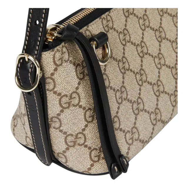 Gucci GG Emblem Small Shoulder Bag Black Brown