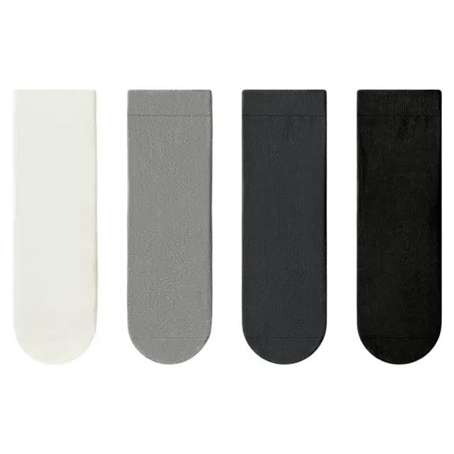 潞优野 简约纯色百搭防裂袜子保湿棉袜防后跟干裂足裂秋冬季中筒袜 男款