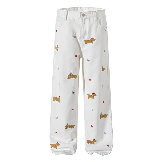 海尔斯 百搭宽松时尚可爱图案简约休闲裤 男女同款