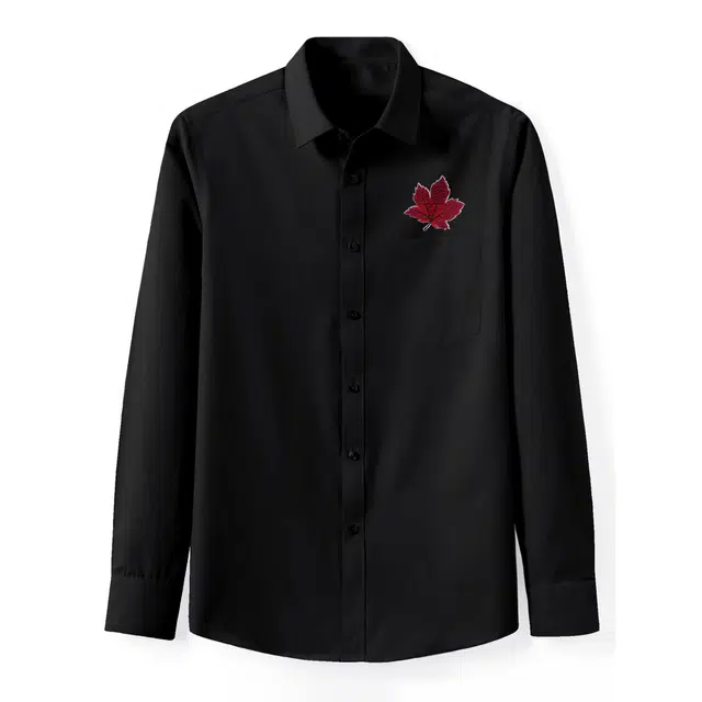 范索米 休闲通勤绣花枫叶男士长袖衬衫 男款