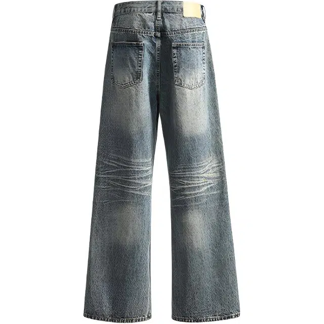 拾个壹先生 美式复古高街小众痞帅潮流慵懒阔腿喇叭裤微喇裤无性别主义穿搭亲肤柔软时尚个性舒适百搭设计感高腰宽松直筒裤子牛仔裤 男女同款