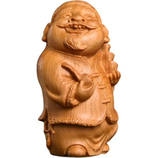 得笙陌 小地主文玩八方来财雕刻件桌面小摆设#好运 崖柏 摆件 男女同款情侣款