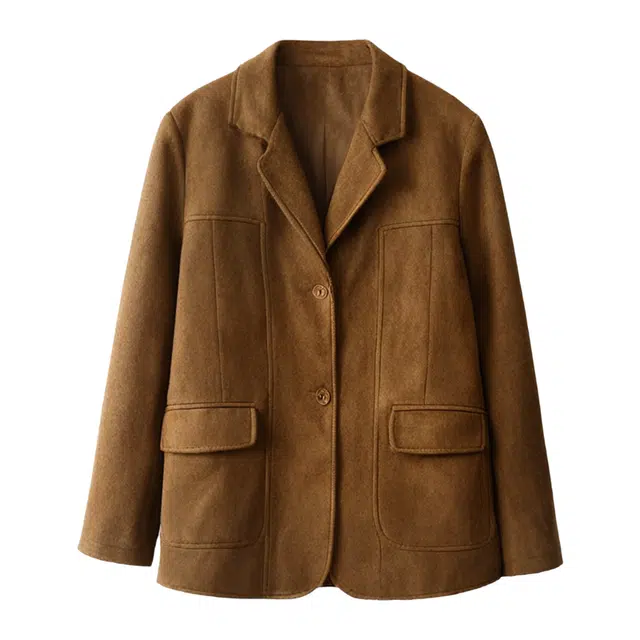 潞优野 可露丽风复古时髦气质麂皮绒空气层休闲 西装 女款