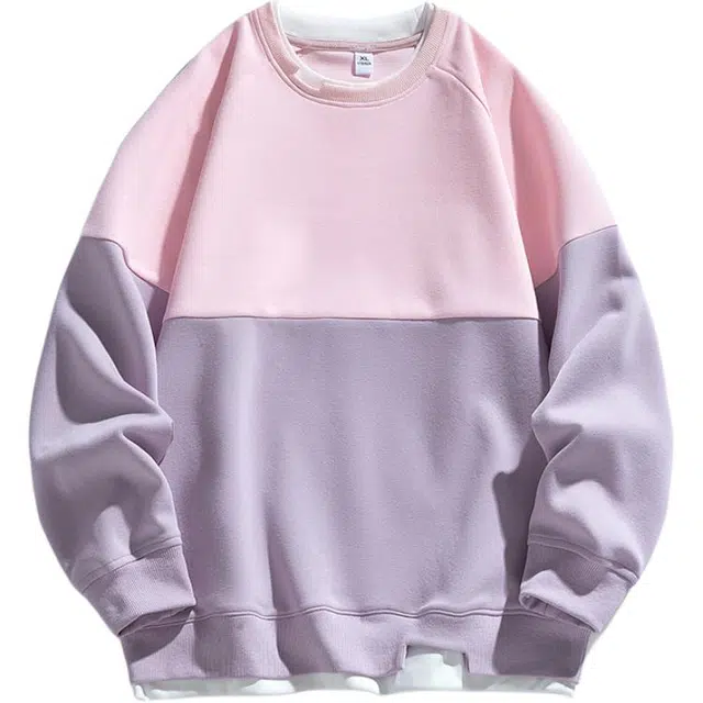 海尔斯 时尚美式圆领简约百搭宽松假两件卫衣 男女同款