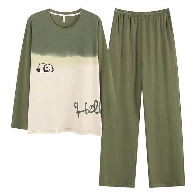 俏霓桐 时尚渐变色圆领纯棉亲肤可爱卡通舒适休闲长袖长裤家居服可外穿睡衣套装 男款