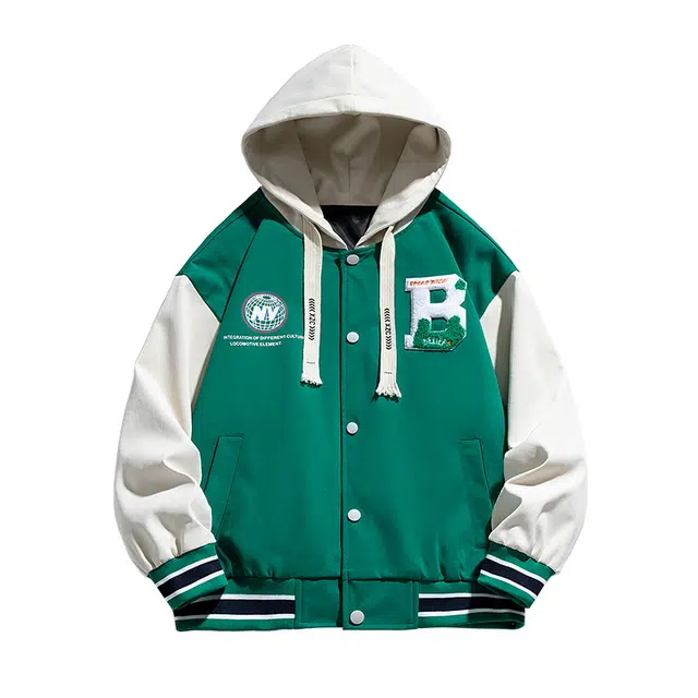 海尔斯 棒球服卫衣潮流帅气港风撞色连帽宽松夹克外套 男款