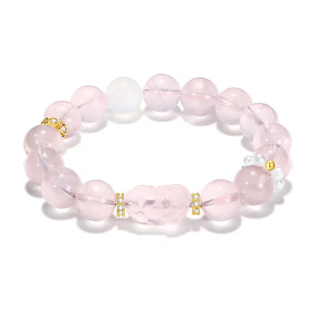 【普陀山已过香】 普陀山文创 公主请发财新中式国风桃花旺粉甜美气质招财貔貅爱情事业皆圆满显白精致百搭好运 粉水晶 手串 男女同款情侣款