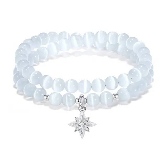 【普陀山官方已过香】 普陀山文创 平静愉悦转运纳福本命年吉祥如意万事顺利纯净白珠水逆退散简约百搭#好运 礼盒 琉璃 手串 男女同款情侣款