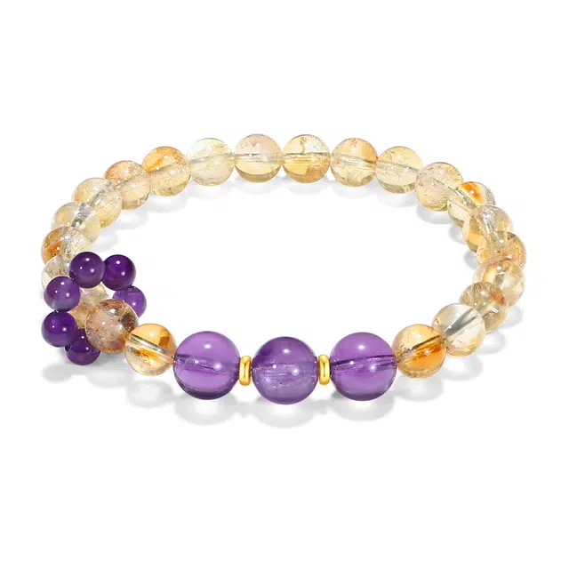 【普陀山官方已过香】 普陀山文创 紫气东来财源滚滚暴富招财黄塔晶新中式能量磁场转运轻奢精致串珠#好运 黄水晶 手串 男女同款情侣款