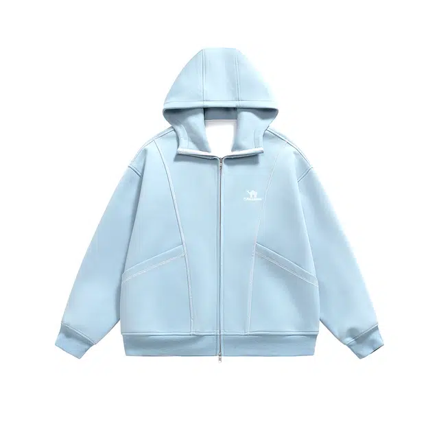 领航骆驼 时尚街头字母轻奢风潮流休闲宽松百搭通勤舒适落肩长袖开衫连帽卫衣 男女同款