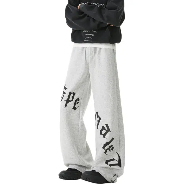 马员外 百搭美式舒适字母印花运动简约宽松直筒休闲裤 男款