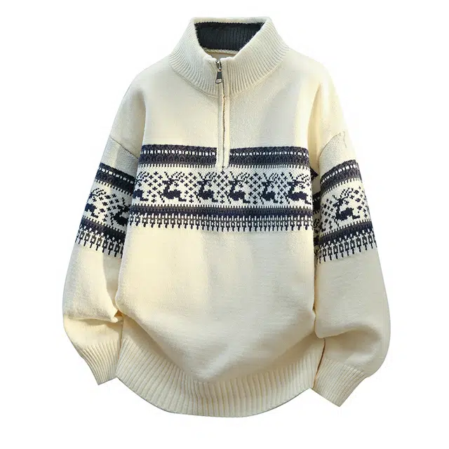 海尔斯 潮流立领宽松针织衫 男款