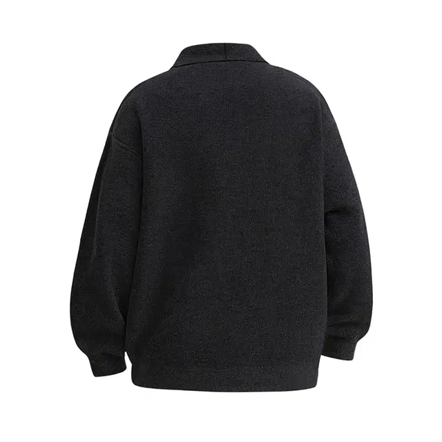 物质公式 日系简约休闲经典老钱风美式高街复古舒适亲肤柔软纯色基础款宽松百搭日常通勤开衫一粒扣内搭外穿长袖慵懒风针织衫外套 男女同款