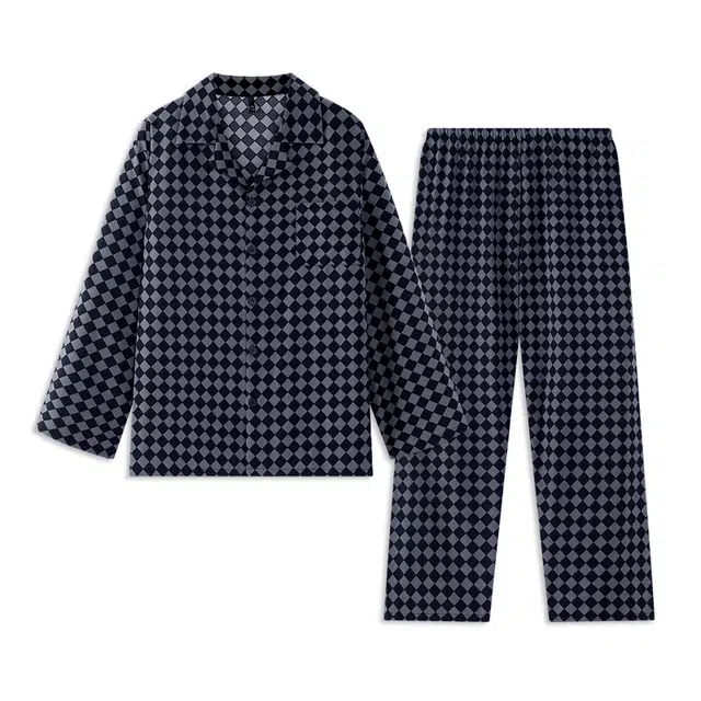 好福份 格子控冰雪丝家居服套装 男款