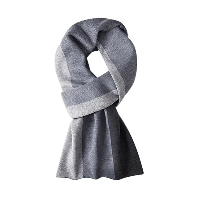 脸颊之吻 简约设计保暖拼色经典款式 聚酯纤维 绒线围巾 男款