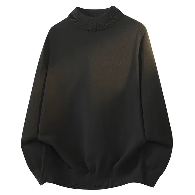 快鱼 潮流时尚百搭休闲舒适柔软透气简约高级感无性别主义半高领防风长袖上衣纯色基础款内搭保暖纯棉打底针织毛衣 男女同款