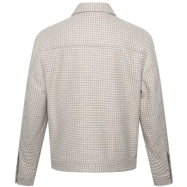 利郎 纯绵羊毛保暖翻领千鸟格质感百搭短款冬季大衣 男款