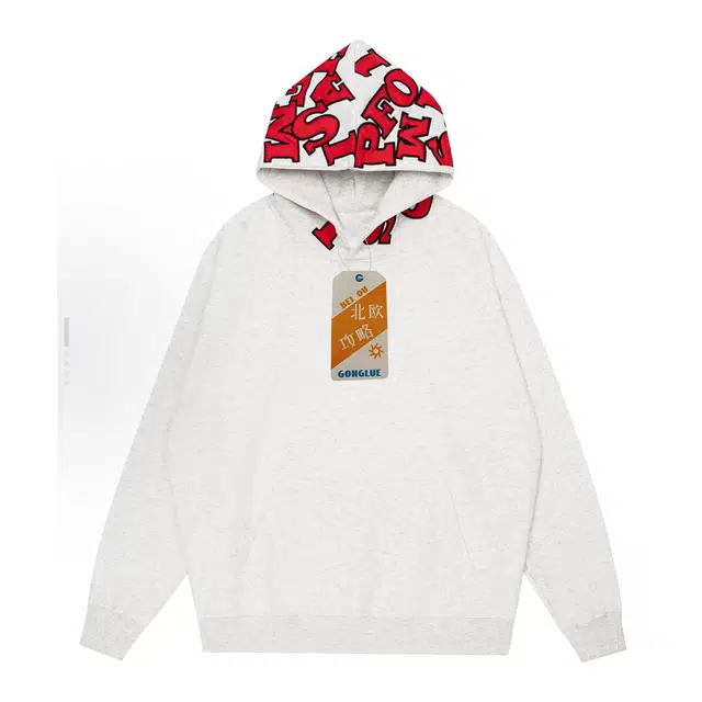 北欧攻略 美式街头满印字母连帽男宽松潮牌帽衫外套 卫衣 男女同款