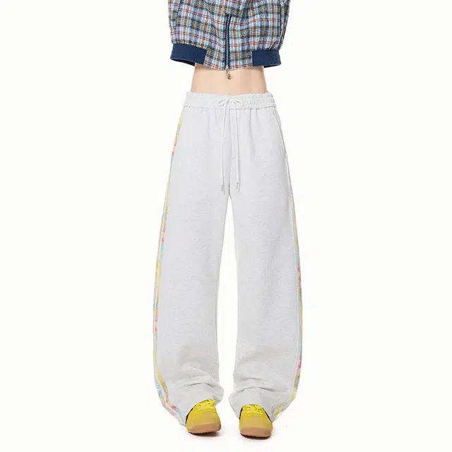 佐菲利 美式潮牌彩色三条杠卫裤条纹运动裤子宽松直筒裤休闲裤 男女同款