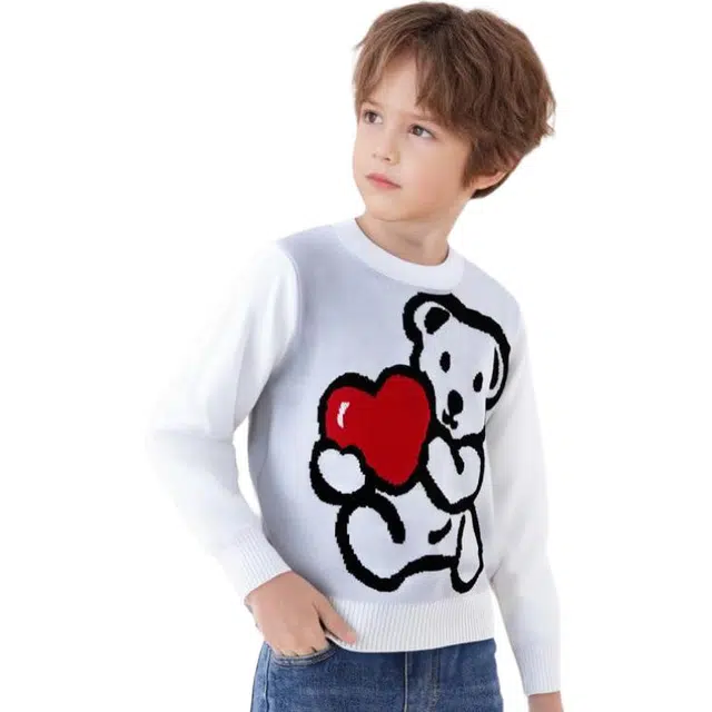 十月妈咪毛衣 秋冬 萌趣小熊爱心 儿童款