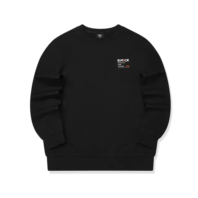 鸿星尔克 综训系列 美式街头纯色基础款跳色字母印花舒暖绒保暖日常通勤出行上学舒适百搭加厚套头秋季外套叠穿卫衣 男款