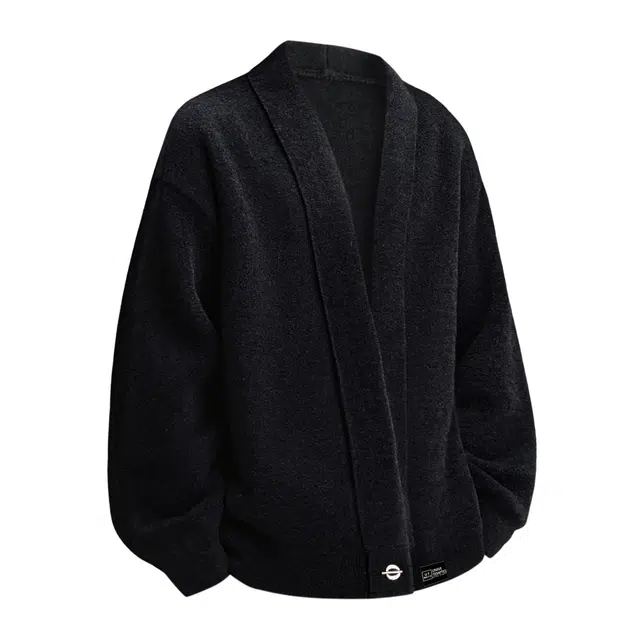 物质公式 日系简约休闲经典老钱风美式高街复古舒适亲肤柔软纯色基础款宽松百搭日常通勤开衫一粒扣内搭外穿长袖慵懒风针织衫外套 男女同款