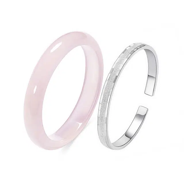 静范 胭脂雪半粉素玉贵妃美人镯精致一步一响满天星叠戴 新中式国潮古色古香国风气质 古典汉服旗袍 温婉优雅告白#好运 琉璃 手镯 女款