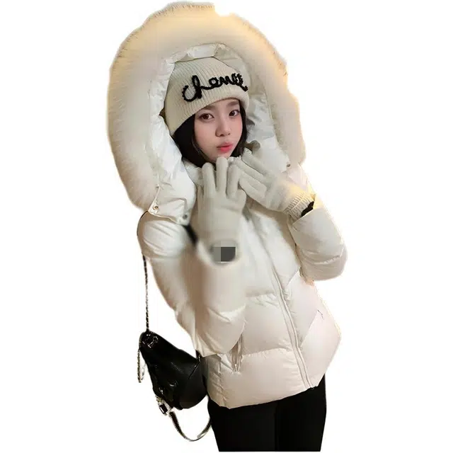 敲模女孩 韩系慵懒风高级感收腰修身连帽显瘦设计感面包服外套棉服 女款