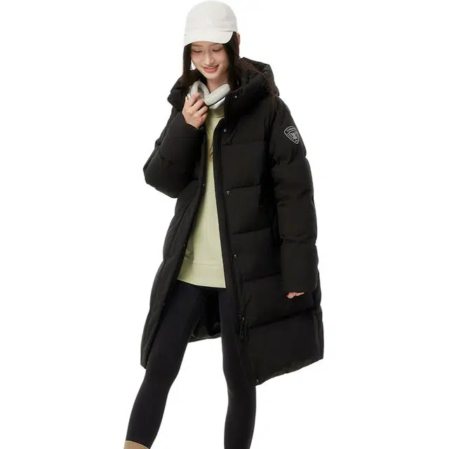 坦博尔 中长款连帽加厚通勤面包羽绒服 女款