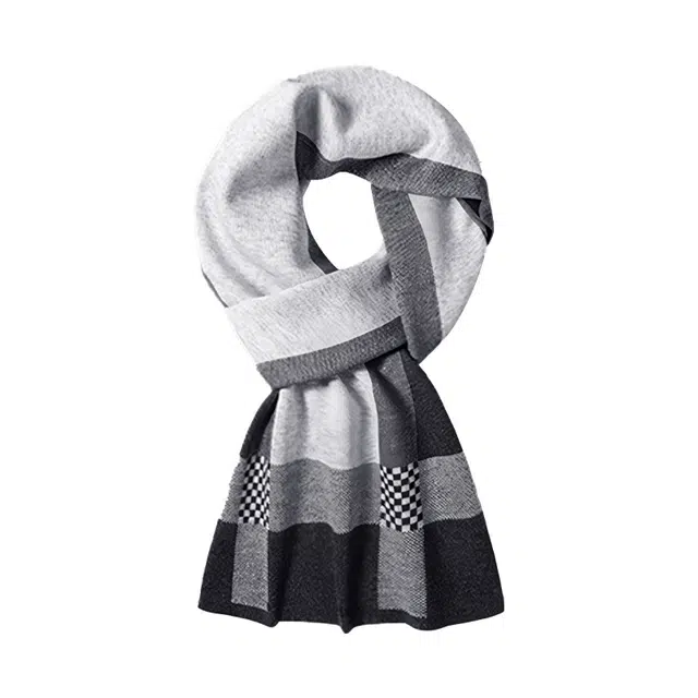 脸颊之吻 时尚百搭拼色保暖 腈纶 绒线围巾 男款