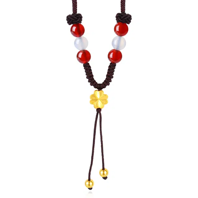 【遇见幸运】 老凤祥 足金心动四叶草 精致唯美轻奢小众简约大气时尚高级感设计 温柔甜美可爱优雅气质通勤百搭#好运天然 玉髓 项链 女款