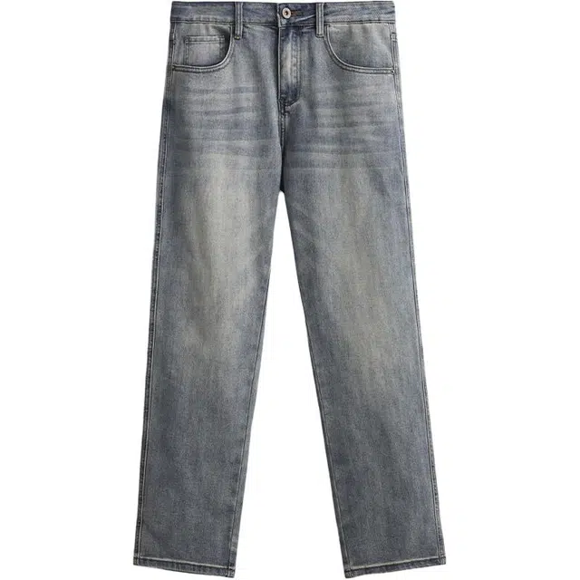 希越 美式复古宽松潮牌高级感弹力休闲直筒裤牛仔裤 男款