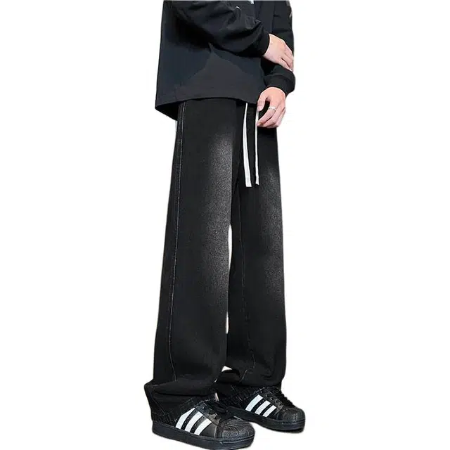 马员外 时尚都市潮流百搭休闲美式水洗宽松牛仔裤 男女同款